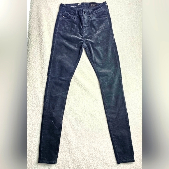 Ag Adriano Goldschmied Farrah High Rise Skinny Gray Velvet Jeans Sz 24 EUC - Picture 1 of 13